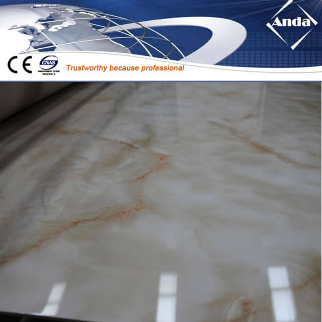 high glossy UV coating PVC marble sheet and profiles