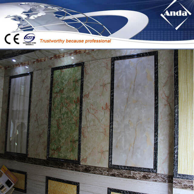 high glossy UV coating PVC marble sheet and profiles